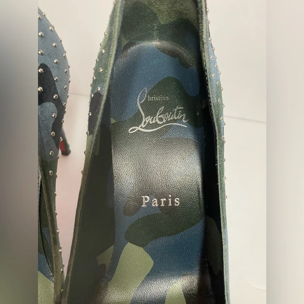 Christian Louboutin Kate plume suede pumps heels camo 35.5 - Picture 5 of 13